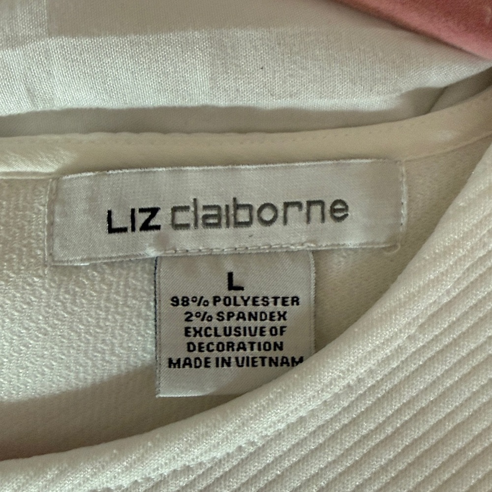 ๐ฉท Liz Claborne White Sleeveless Peplum Top | Size Large FLATTERING - Picture 6 of 8